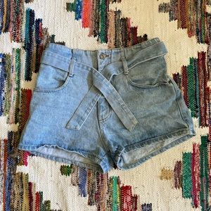 Vintage BeBop Denim Jean Shorts With Tie and Patch